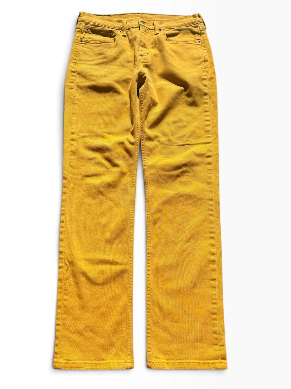 Levi's 514 Straight Fit Jeans W32 L32 Men's Mustard Yellow Denim Pants